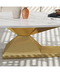 Streamdale Furniture Sintered Stone Coffee Table with Stainless Steel Base