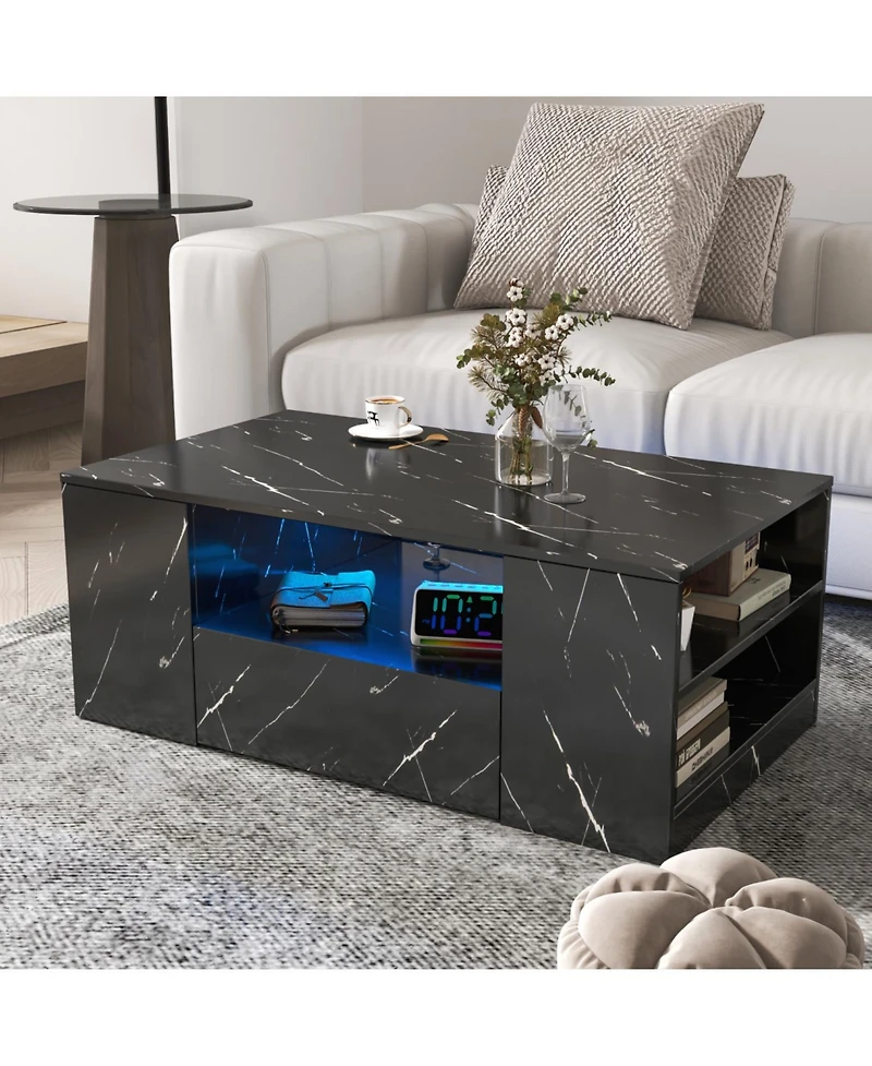 Streamdale Furniture Led Coffee Table with Storage & Shelf