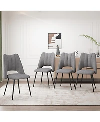 Streamdale Furniture 4-Chair Modern Dining Set Metal Legs Grey