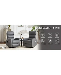 Streamdale Furniture Heat Massage Rocker Recliner Chair, Swivel Fabric, Grey
