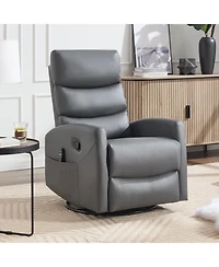 Streamdale Furniture Heat Massage Rocker Recliner Chair, Swivel Fabric, Grey