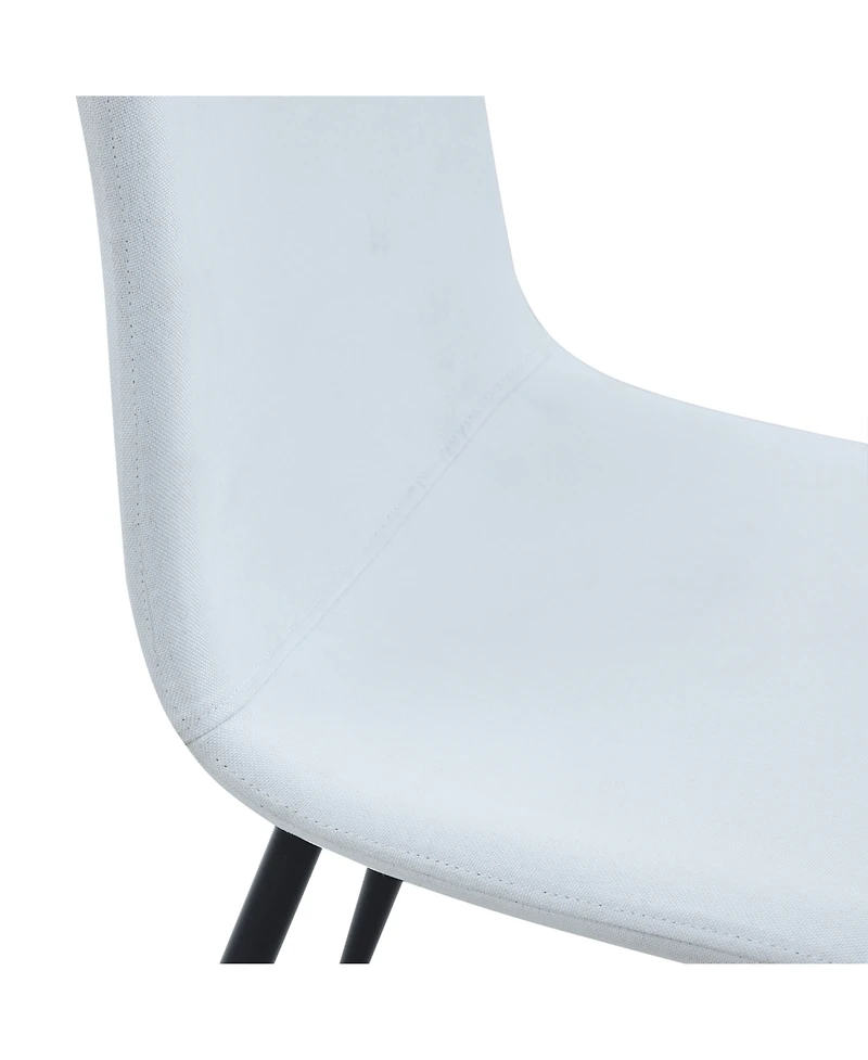 Streamdale Furniture Luxury White Linen Dining Chairs (Set of 4) - Black Metal Legs