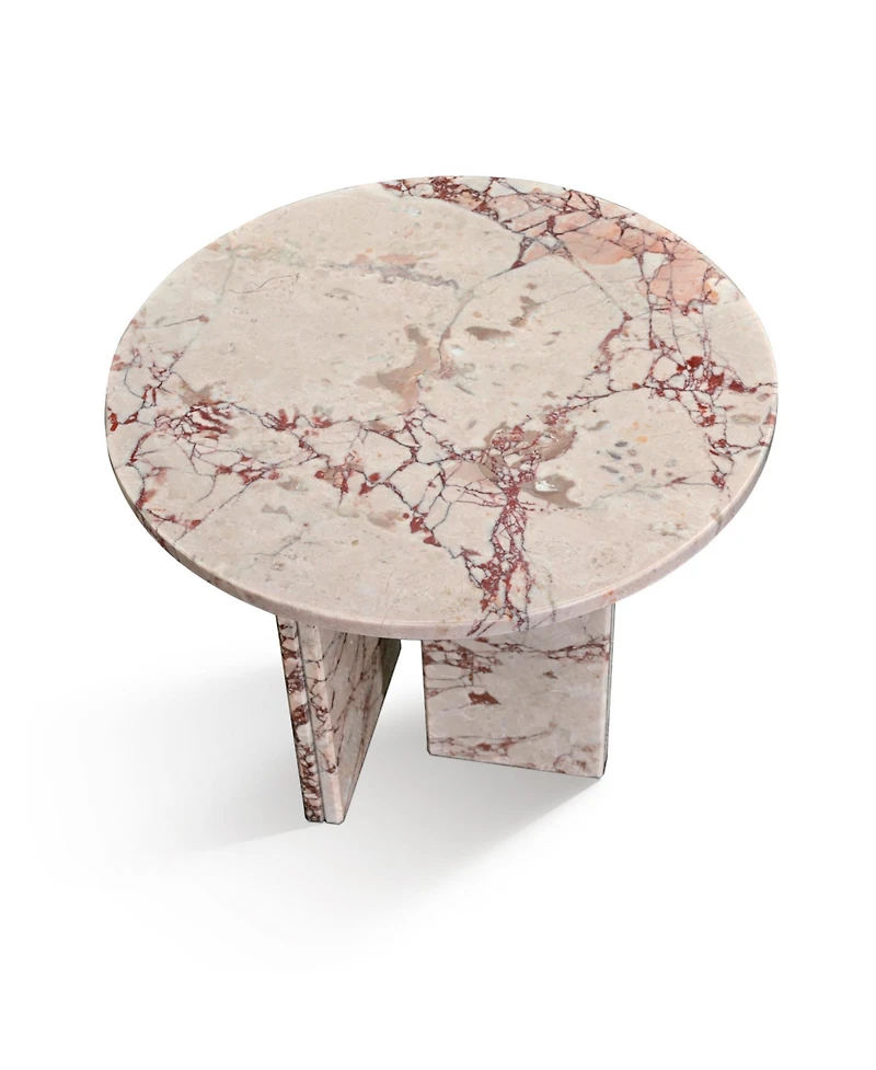 Streamdale Furniture Pink Marble Coffee Table - Small, Natural Stone, 17.7 Inch