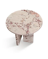 Streamdale Furniture Pink Marble Coffee Table - Small, Natural Stone, 17.7 Inch