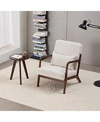 Streamdale Furniture Mid-Century Beige Chair & Walnut Coffee Table Set