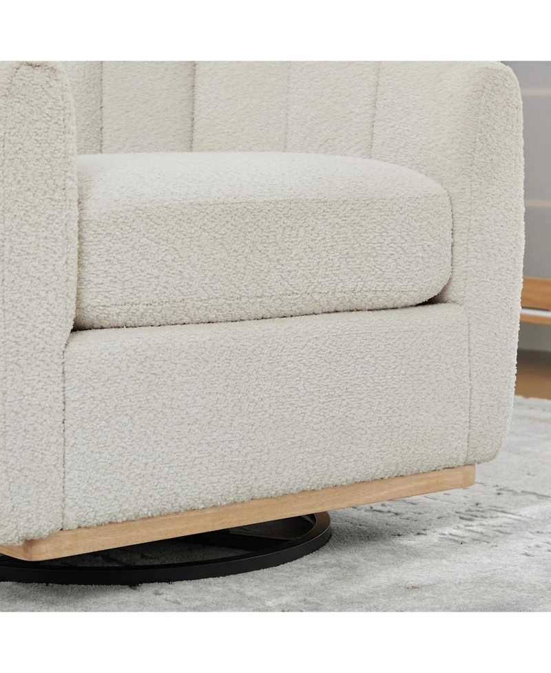 Streamdale Furniture Chenille Swivel Barrel Chair, Tufted Pumpkin Armchair