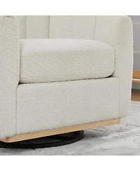 Streamdale Furniture Chenille Swivel Barrel Chair, Tufted Pumpkin Armchair