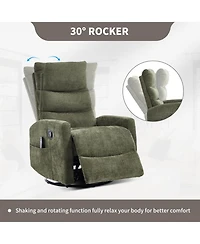 Streamdale Furniture Heat Massage Rocker Recliner Chair, Swivel Fabric