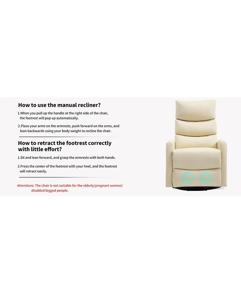 Streamdale Furniture Heat Massage Rocker Swivel Recliner Chair