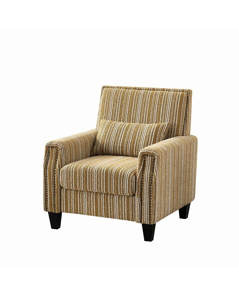 Streamdale Furniture Streamdale Yellow Striped Accent Chair with Nailhead Trim
