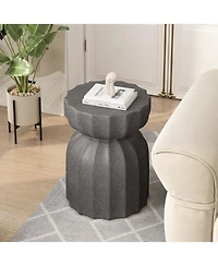 Streamdale Furniture 13" Modern Waterproof Coffee/Side Table Set, MgO Cement, Indoor/Outdoor, Grey, 2PC