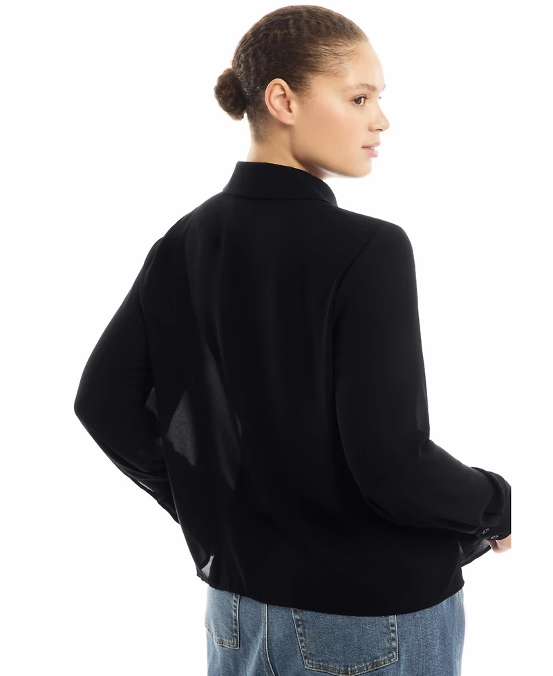 June & Vie Women's + Ruffled Georgette Blouse