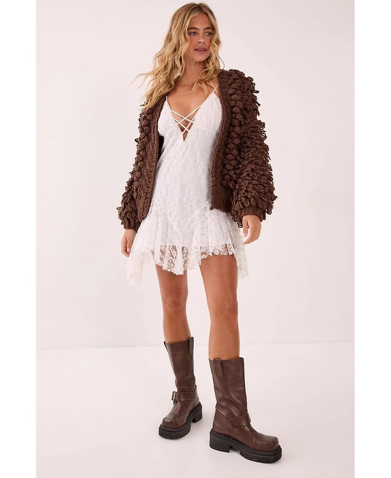 Nasty Gal Women's Chunky Loop Yarn Knitted Cardigan Sweaters