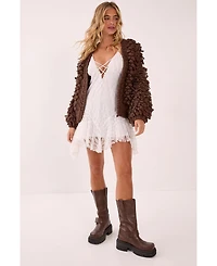 Nasty Gal Women's Chunky Loop Yarn Knitted Cardigan Sweaters