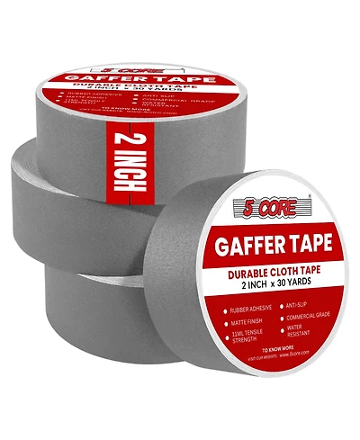 5 Core Gaffers Tape 2" 30 Yards 4Pcs No Residue Water Resistant Matte Heavy Duty