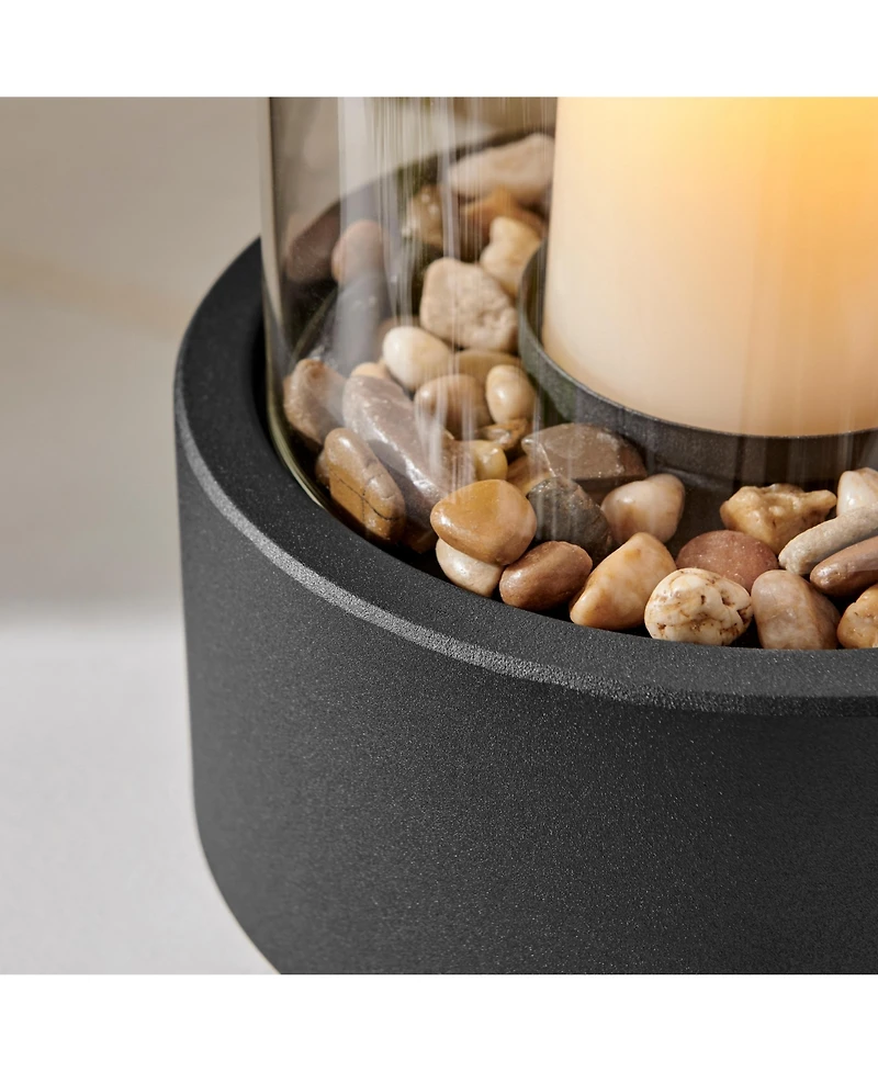 Danya B Pillar Hurricane Candleholder with Decorative Pebble Base