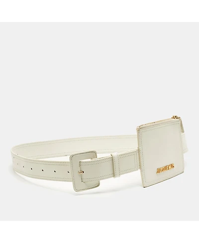 Pre-Owned Jacquemus White Leather La Ceinture Carree Pouch Belt