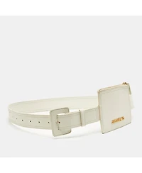 Pre-Owned Jacquemus White Leather La Ceinture Carree Pouch Belt