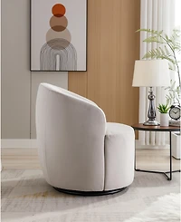 Cesicia Gray Velvet Swivel Accent Armchair With Black Powder Coating Metal Ring