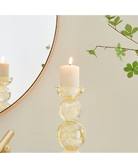 Danya B Enya Champagne Gold Tint Bubble Glass Stacked Orb Pillar Candle Holder Set of 2