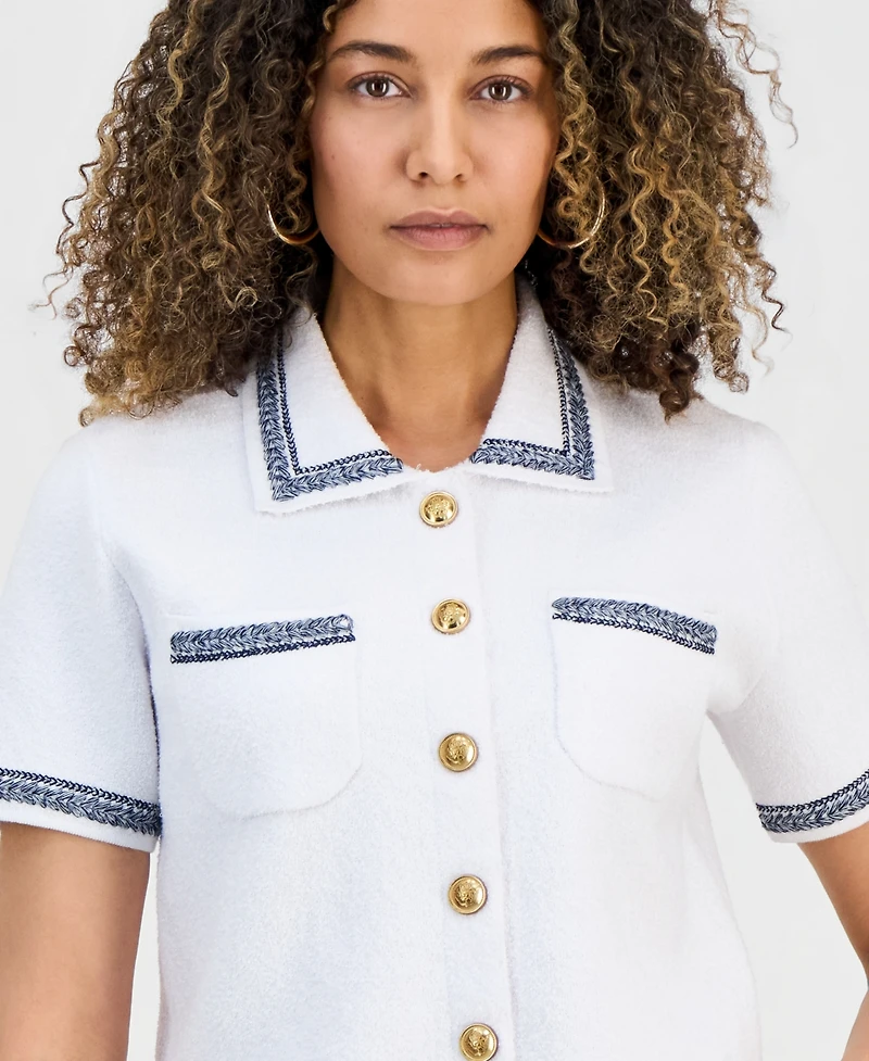 I.n.c. International Concepts Petite Embroidered-Trim Cardigan, Macy's Exclusive