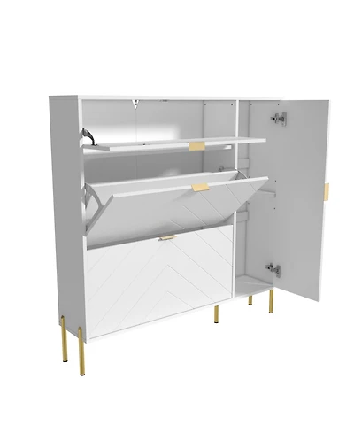 Boyel Living 49.21 in. H Wood Shoe Storage Cabinet with Flip-Up Drawers Adjustable Shelf