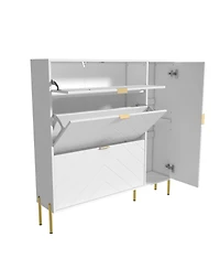 Boyel Living 49.21 in. H Wood Shoe Storage Cabinet with Flip-Up Drawers Adjustable Shelf