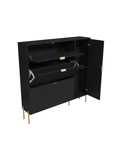 Boyel Living 49.21 in. H Wood Shoe Storage Cabinet with Flip-Up Drawers Adjustable Shelf