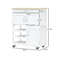 Boyel Living Rolling Portable Small Kitchen Island Cart on Wheels with Solid Wood Top, Carts Mobile Movable with 3 Drawers and Storage Shelves Cabinet