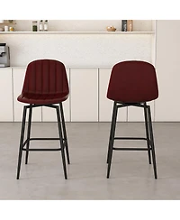Boyel Living Set of 2 Modern Pu Leather Bar Stools with Swivel Base