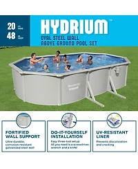 Bestway Hydrium 20 x 12 x 48" Steel Wall Oval Above Ground Swimming Pool Set
