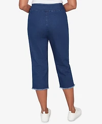 Alfred Dunner Petite Classic Super Stretch Denim Fringe Capri Pants