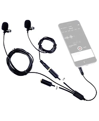 Movo Executive Lavalier Clip-on Interview Microphone with Secondary Mic & Headphone Monitoring Input for Smartphones/Tablets