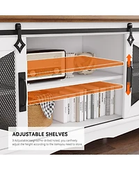 gaomon Modern Tv Stand for Living Room 65" Entertainment Center with Storage Sliding Barn Doors and Adjustable Shelf White