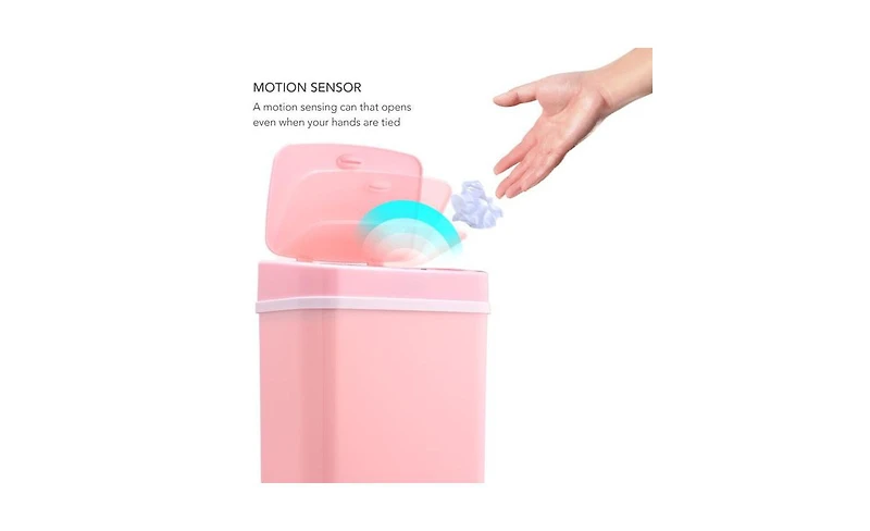 Ninestars Rectangular Motion Sensor Trash Can 3.2 Gallon Abs