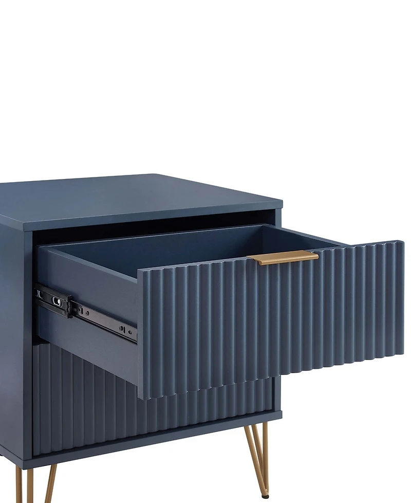 Manhattan Comfort Dumbo Fluted 2-Drawer Wood Nightstand, Set of 2