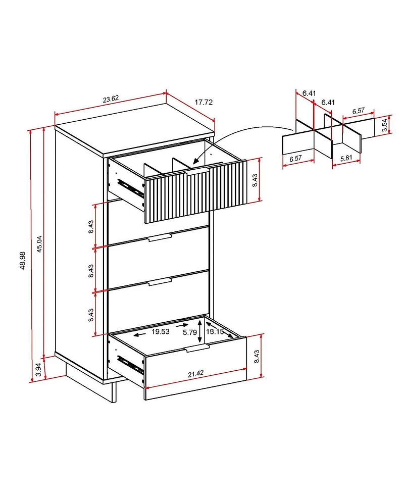 Manhattan Comfort Granville 24" Solid Wood 5-Drawer Chest
