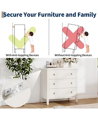 gaomon 3-Drawer Modern Bedroom Dresser Chest Closet Storage Cabinet Organizer for Bedroom, Living Room, Hallway, Office, White