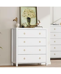 gaomon 4-Drawer White Tall Dresser, 37" Chest for Closet, Clothes Storage Cabinet, Drawer Organizer for Bedroom, Home Office