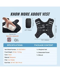 Mecale Weighted Vest, 30lb Adjustable Training Vest with Reflective Stripe