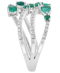 Effy Collection Emerald (7/8 ct. t.w.) And Diamond (1/5 ct. t.w.) Ring in 14k White Gold