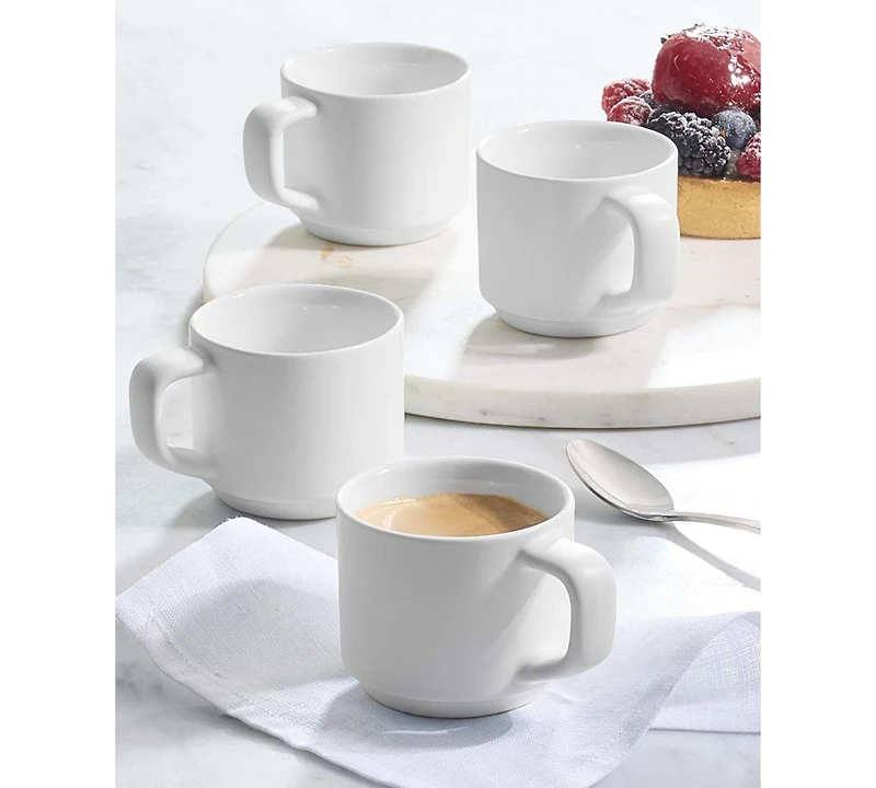 The Cellar Whiteware Espresso Cups, Set of 4, Service For 4
