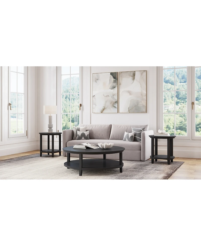 Furniture Hedworth Round Coffee Table with 2 End Tables Set