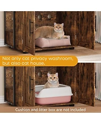 gaomon 48.5" Tall Cat Litter Box Enclosure, 3 Shelf Stylish Cat House Organizer, Brown, Space-Saving Design