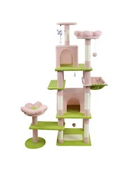 Aostirmotor 71'' Cat Tree with large condo removable flower cushion