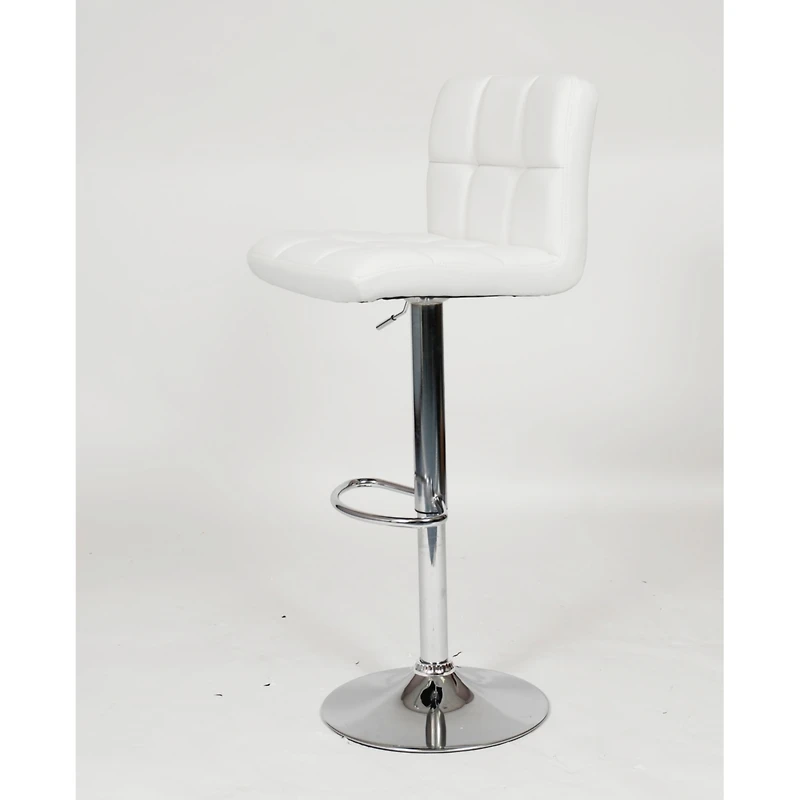 Simplie Fun Faux Leather Adjustable Hydraulic Bar Stool, Set of 2, White