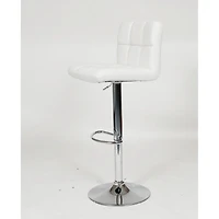 Simplie Fun Faux Leather Adjustable Hydraulic Bar Stool, Set of 2, White