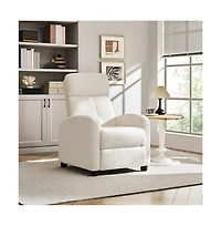 Yaheetech Adjustable Modern Single Boucle Recliner Chair Sofa with Pocket Springs Ivory