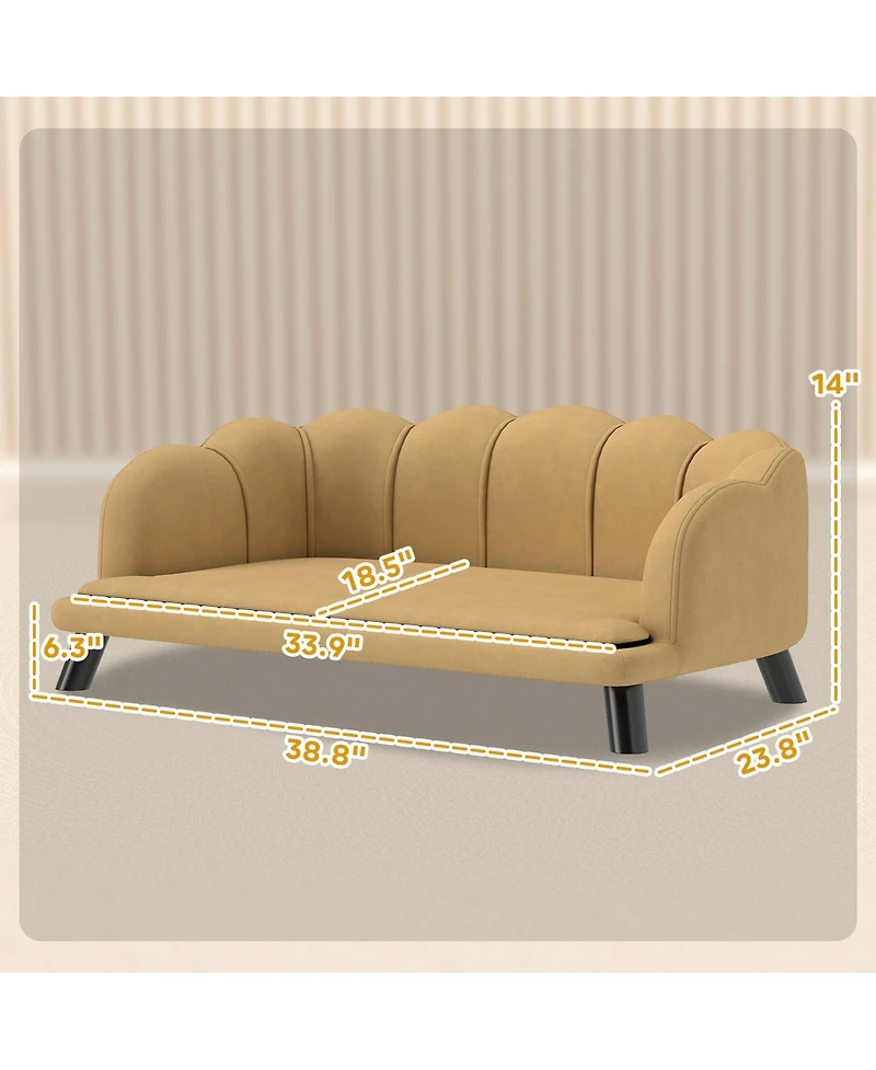 PawHut Velvet Large Dog Couch with Foam Cushioning for M L Dogs, Dark