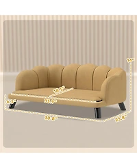 PawHut Velvet Large Dog Couch with Foam Cushioning for M L Dogs, Dark